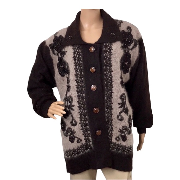Christie of California Jackets & Blazers - Christie of California Women’s Brown Beads Embroidery  Lining Knitting Jacket,XL